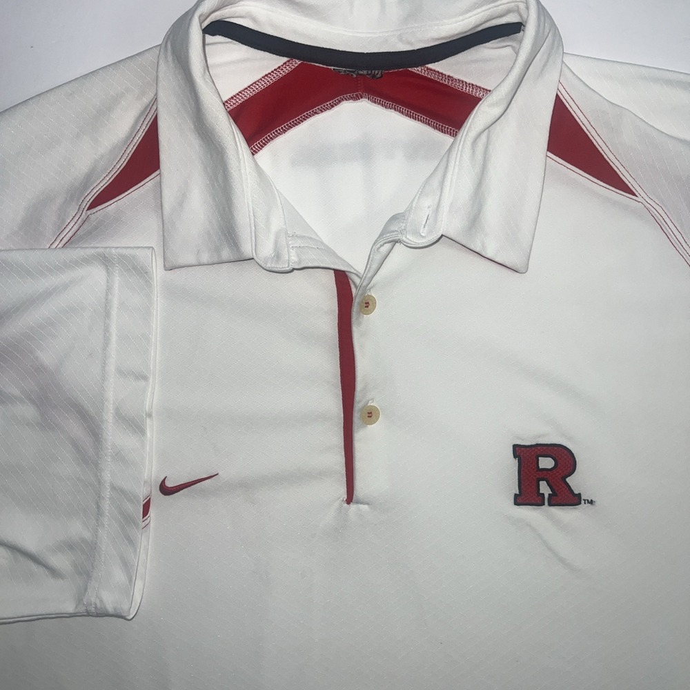 NCAA Rutgers Scarlet Knights Nike Dri-Fit White Polo Golf Shirt Size 2XL